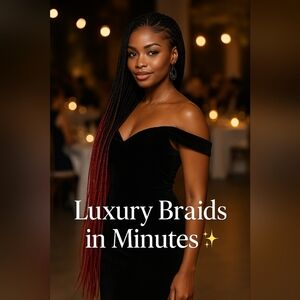 🔥 100% Handmade Long Braided Wig – Luxury  Jet Black Long 🔥